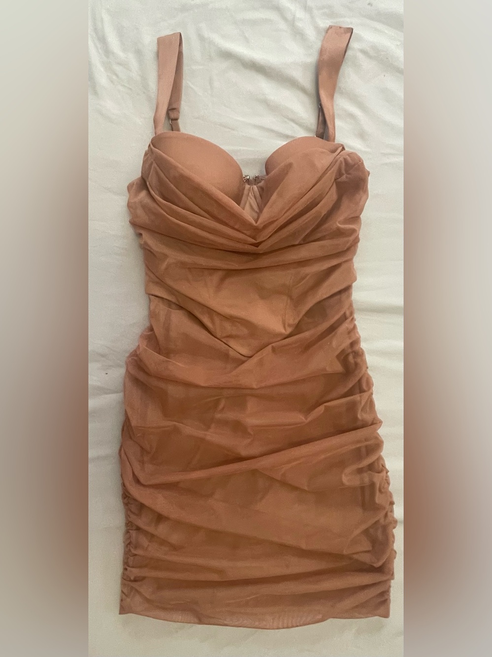 Oh Polly Ruched Mini Dress in Dusty Rose